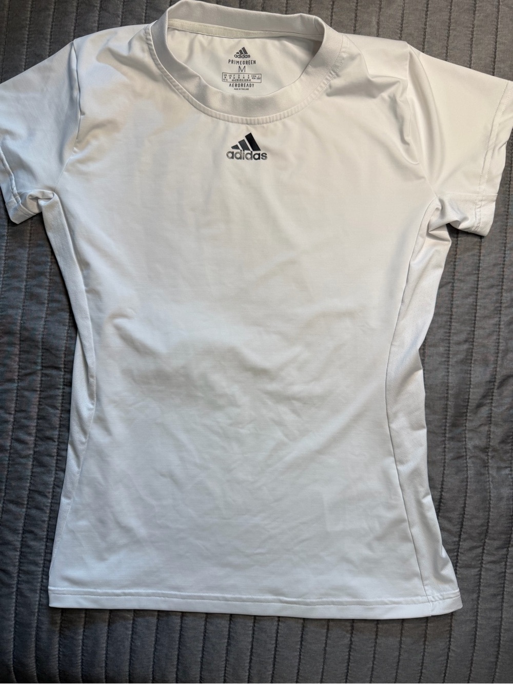 Women’s adidas White Tee with Black Logo Primegreen/AEROREADY /M